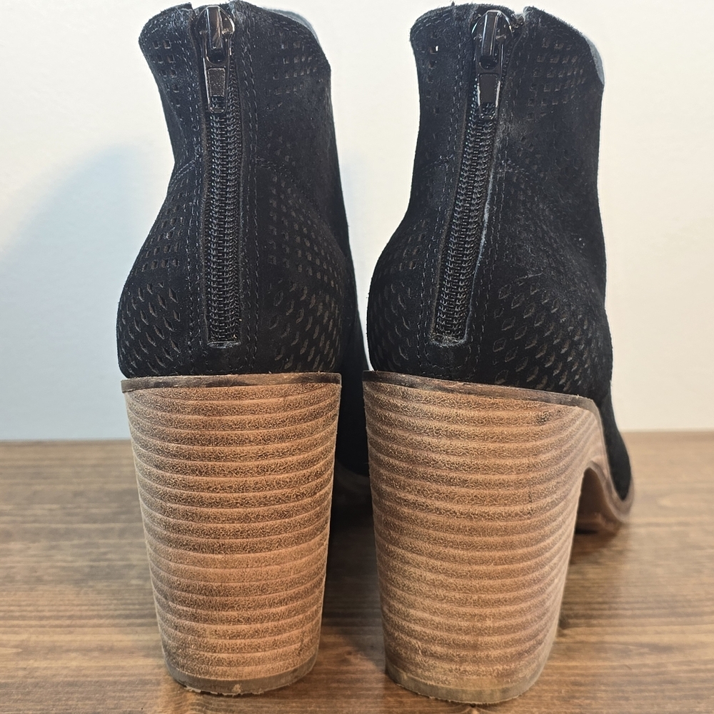 Lucky Brand Vacob Open-Toe Black Suede Booties Women's Size 9.5M - Picture 7 of 10